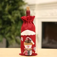 Christmas Wine Bottle Cover Wine Bag Linen Christmas New Champagne Wine Bottle Cover Red Wine Bottle Bag Dining Table Dress Products sku image 1