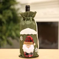 Christmas Wine Bottle Cover Wine Bag Linen Christmas New Champagne Wine Bottle Cover Red Wine Bottle Bag Dining Table Dress Products sku image 2