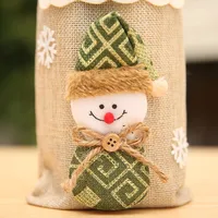 Christmas Wine Bottle Cover Wine Bag Linen Christmas New Champagne Wine Bottle Cover Red Wine Bottle Bag Dining Table Dress Products sku image 3