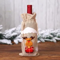 Christmas Wine Bottle Cover Wine Bag Linen Christmas New Champagne Wine Bottle Cover Red Wine Bottle Bag Dining Table Dress Products sku image 4