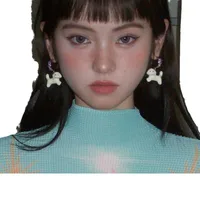 1 Paire Irrégulier Chien Style De Bande Dessinée Résine Le Cuivre Strass Placage Crochet D'oreille main image 5