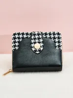 2024 New Korean Style Simple Fashion Small Wallet Women's Short Houndstooth Special-Interest Design Clutch Mini Women's School sku image 2