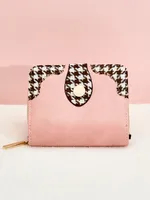 2024 New Korean Style Simple Fashion Small Wallet Women's Short Houndstooth Special-Interest Design Clutch Mini Women's School sku image 3