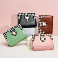 2024 New Korean Style Simple Fashion Small Wallet Women's Short Houndstooth Special-Interest Design Clutch Mini Women's School main image 3