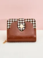 2024 New Korean Style Simple Fashion Small Wallet Women's Short Houndstooth Special-Interest Design Clutch Mini Women's School sku image 4
