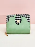 2024 New Korean Style Simple Fashion Small Wallet Women's Short Houndstooth Special-Interest Design Clutch Mini Women's School sku image 1