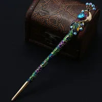 Vintage Headdress Peacock Crystal Cloisonne Hairpin Chinese Style Hanfu Updo Accessories Raccoon Hair Accessories main image 2
