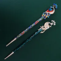 Vintage Headdress Peacock Crystal Cloisonne Hairpin Chinese Style Hanfu Updo Accessories Raccoon Hair Accessories main image 3