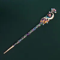 Vintage Headdress Peacock Crystal Cloisonne Hairpin Chinese Style Hanfu Updo Accessories Raccoon Hair Accessories main image 4