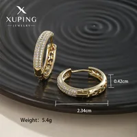 1 Paire Xuping Style Simple Cercle Alliage De Cuivre Pierres Précieuses Artificielles Plaqué Or 14k Plaqué Or 18k Or Blanc Plaqué Boucles D'oreilles Cerceau main image 2