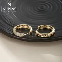 1 Pair Xuping Simple Style Circle Copper Alloy Artificial Gemstones 14k Gold Plated 18k Gold Plated White Gold Plated Hoop Earrings main image 3