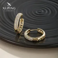 1 Par Xuping Estilo Simple Circulo Aleación De Cobre Piedras Preciosas Artificiales Chapado En Oro De 14 Quilates. Chapado En Oro De 18 Quilates. Blanco Oro Plateado Pendientes De Aro main image 4