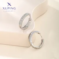 1 Pair Xuping Simple Style Circle Copper Alloy Artificial Gemstones 14k Gold Plated 18k Gold Plated White Gold Plated Hoop Earrings main image 6