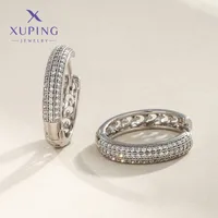 1 Pair Xuping Simple Style Circle Copper Alloy Artificial Gemstones 14k Gold Plated 18k Gold Plated White Gold Plated Hoop Earrings main image 5