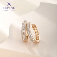 1 Pair Xuping Simple Style Circle Copper Alloy Artificial Gemstones 14k Gold Plated 18k Gold Plated White Gold Plated Hoop Earrings main image 9