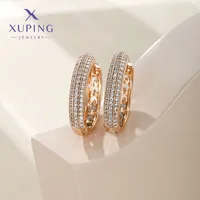 1 Pair Xuping Simple Style Circle Copper Alloy Artificial Gemstones 14k Gold Plated 18k Gold Plated White Gold Plated Hoop Earrings main image 10
