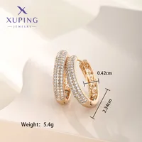 1 Pair Xuping Simple Style Circle Copper Alloy Artificial Gemstones 14k Gold Plated 18k Gold Plated White Gold Plated Hoop Earrings sku image 1