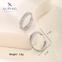 1 Pair Xuping Simple Style Circle Copper Alloy Artificial Gemstones 14k Gold Plated 18k Gold Plated White Gold Plated Hoop Earrings sku image 2