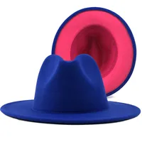 Sombrero De  De Estilo Europeo Y Americano, Nuevo Estilo Exterior, Sombrero Interior De Zafiro Rosa Rojo, Sombrero De Jazz De Estilo Étnico, Sombrero De Cachemira De Fieltro main image 1