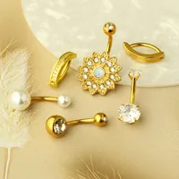 Acero Inoxidable 304 Estilo Simple Forma De Corazón Circón Embutido Piercing En El Ombligo main image 4