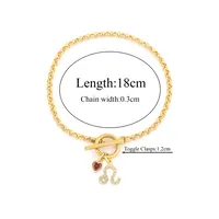 Constellation Heart Shape Elegant Simple Style Classic Style Zircon 201 Stainless Steel Artificial Crystal Copper Bracelets Wholesale sku image 5