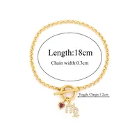 Constellation Heart Shape Elegant Simple Style Classic Style Zircon 201 Stainless Steel Artificial Crystal Copper Bracelets Wholesale sku image 6