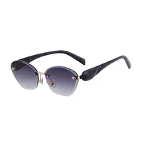 Retro Classic Style Geometric Pc Cat Eye Frameless Women's Sunglasses main image 4