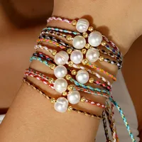 Geometric Casual Bohemian Imitation Pearl Rope Copper Bracelets Wholesale main image 1