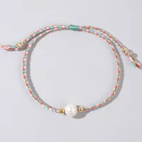 Geometric Casual Bohemian Imitation Pearl Rope Copper Bracelets Wholesale sku image 2