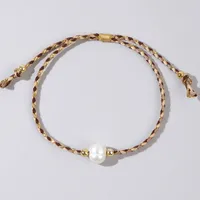 Geometric Casual Bohemian Imitation Pearl Rope Copper Bracelets Wholesale sku image 4
