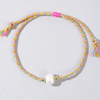 Geometric Casual Bohemian Imitation Pearl Rope Copper Bracelets Wholesale sku image 1