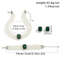 Elegant Imitation Pearl Alloy Turquoise Geometric Rhinestones Women's Jewelry Set main image 2