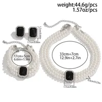 Elegant Imitation Pearl Alloy Turquoise Geometric Rhinestones Women's Jewelry Set main image 10