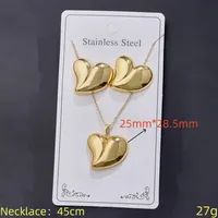 Casual Glam Lady 304 Stainless Steel Geometric Heart Shape K Gold Plated Women's Jewelry Set sku image 9