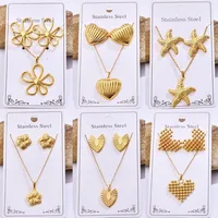 Casual Glam Lady 304 Stainless Steel Geometric Heart Shape K Gold Plated Women's Jewelry Set main image 1