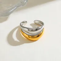 Vintage Style French Style 304 Stainless Steel Geometric Plating Shell Zircon Women's Open Rings Rings sku image 6