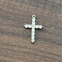 Stainless Steel Gold-plated Cross Pendant Necklace Full Zircon Platinum 18K Gold Cross Necklace For Women sku image 3