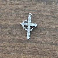 Stainless Steel Gold-plated Cross Pendant Necklace Full Zircon Platinum 18K Gold Cross Necklace For Women sku image 4