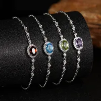 Geometric Elegant Shiny 925 Sterling Silver Natural Stone Crystal Bracelets Wholesale main image video