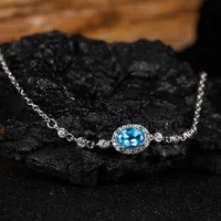 Geometric Elegant Shiny 925 Sterling Silver Natural Stone Crystal Bracelets Wholesale main image 2