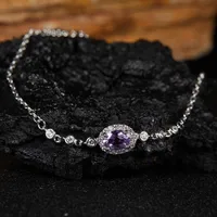 Geometric Elegant Shiny 925 Sterling Silver Natural Stone Crystal Bracelets Wholesale main image 3