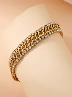 Couleur Unie Élégant Plaqué Or 18K Acier Inoxydable 304 Bracelet Tennis En Masse main image 4