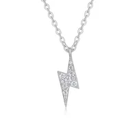 925 Sterling Silver Moissanite Zircon Cable Chain Lightning Lobster Trigger Clasp Closure Pendant Necklace main image 5