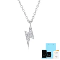 925 Sterling Silver Moissanite Zircon Cable Chain Lightning Lobster Trigger Clasp Closure Pendant Necklace sku image 2
