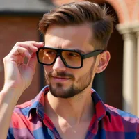 Square Vacation Simple Style Solid Color Pc Full Frame Men's Sunglasses main image 1