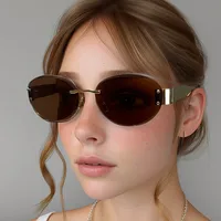 Oval Frame Vacation Modern Style Geometric Oval Pc Frameless Women's Sunglasses main image 1