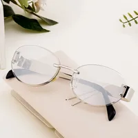 Oval Frame Vacation Modern Style Geometric Oval Pc Frameless Women's Sunglasses main image 3