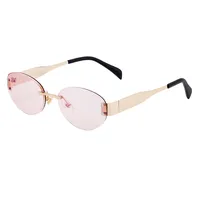 Oval Frame Vacation Modern Style Geometric Oval Pc Frameless Women's Sunglasses sku image 6