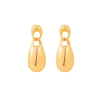 1 Pair Solid Color Vintage Style Simple Style 304 Stainless Steel 18K Gold Plated Mixed Metal Drop Earrings sku image 1