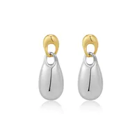 1 Pair Solid Color Vintage Style Simple Style 304 Stainless Steel 18K Gold Plated Mixed Metal Drop Earrings main image 3